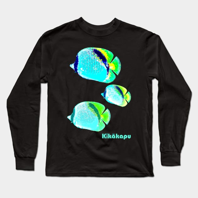 Kikakapu - Tropical Butterflyfish - Hawaiian Fish Long Sleeve T-Shirt by Organicgal Graphics